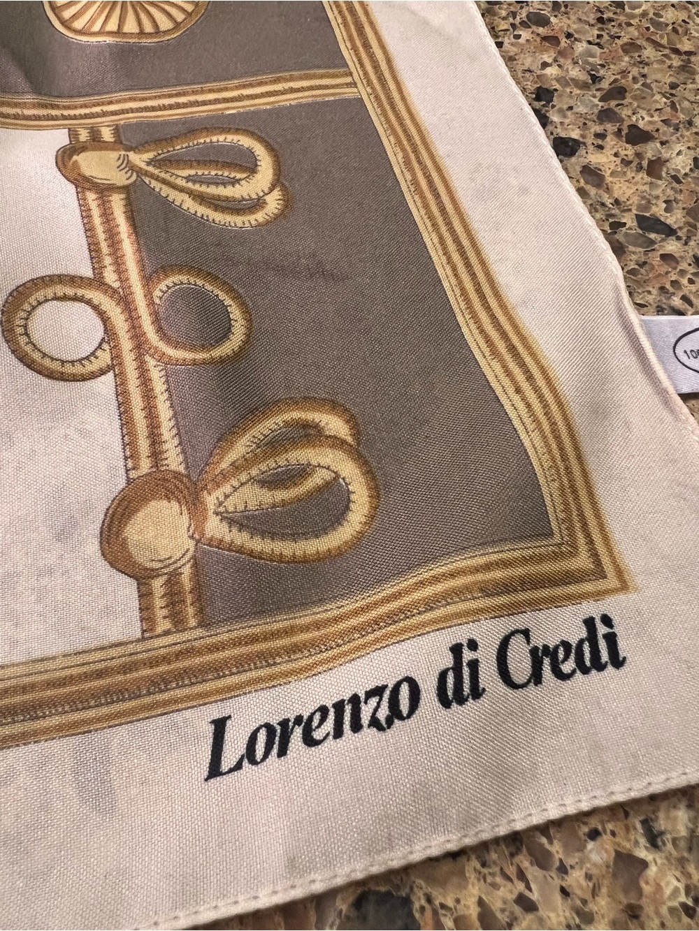 Lorenzo di Credi Gold & Cream Decorative Scarf Accent 30x30” Polyester Unisex